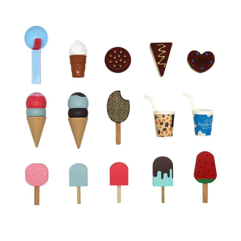 דוכן גלידה מעץ לילדים בצבעי פסטל