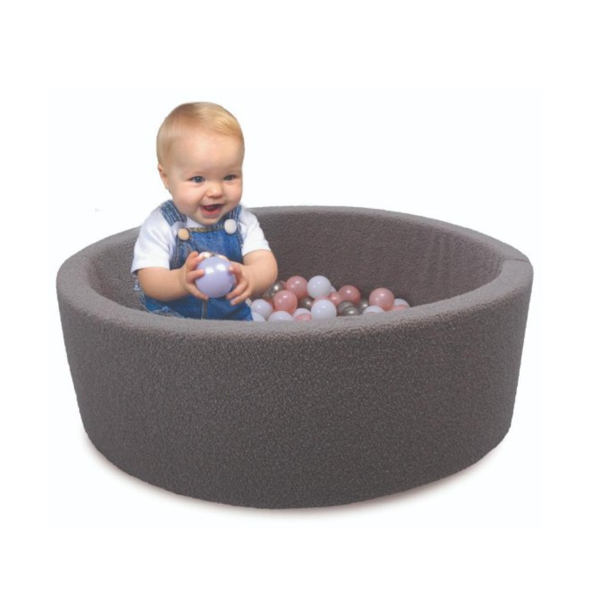 בריכת כדורים עגולה עם 200 כדורים מבד בוקלה רך ונעים