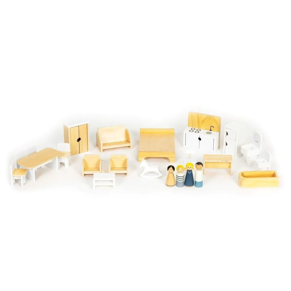 בית בובות מעץ דגם "רטרו" - עם 4 קומות