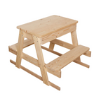 שולחן פיקניק לילדים מעץ עם משטח דו-צדדי הכולל לוח ציור