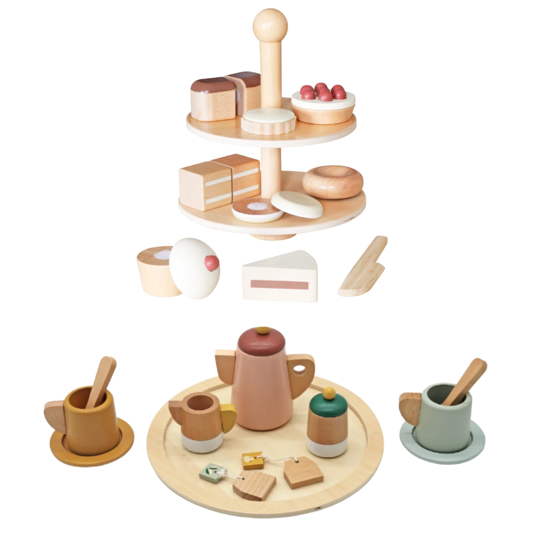 סט מסיבת תה מעץ לילדים – ערכת אירוח מלאה לילדים