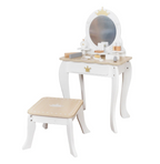 שידת איפור לילדות מעץ עם כיסא תואם ואביזרים דגם "שחף"