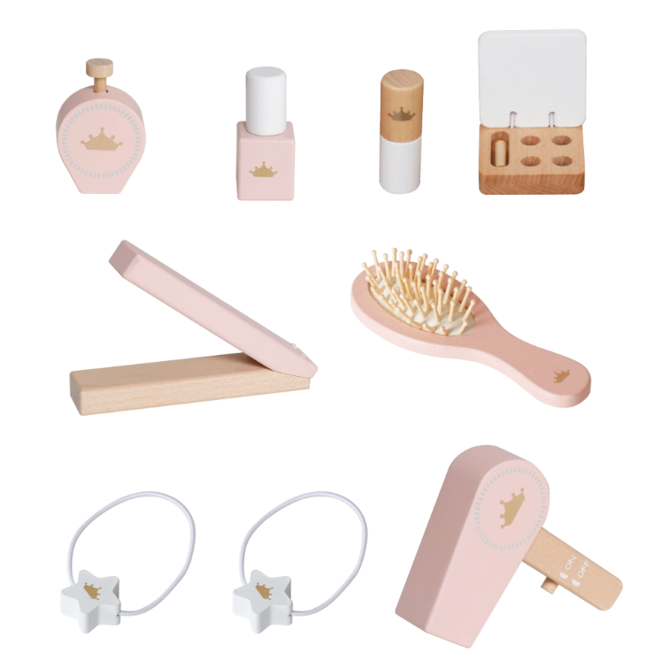 שידת איפור לילדות מעץ עם כיסא תואם ואביזרים דגם "דר"