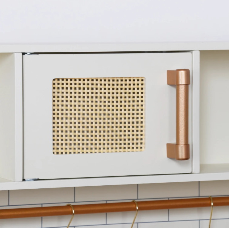 מטבח אלקטרוני "אגם" בצבע לבן / ורוד - עם כיור מוציא מים