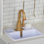 מטבח אלקטרוני "אגם" בצבע לבן / ורוד - עם כיור מוציא מים