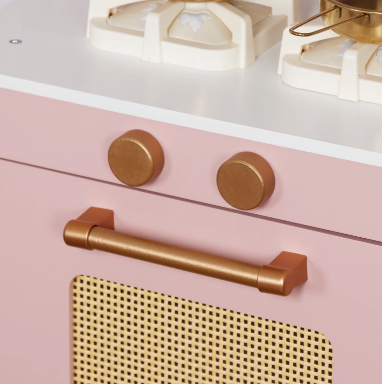 מטבח אלקטרוני "אגם" בצבע לבן / ורוד - עם כיור מוציא מים