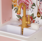 מטבח אלקטרוני "אגם" בצבע לבן / ורוד - עם כיור מוציא מים