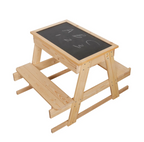 שולחן פיקניק לילדים מעץ עם משטח דו-צדדי הכולל לוח ציור