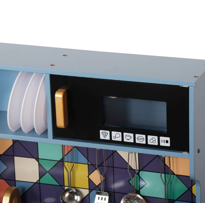 מטבח עץ אלקטרוני גדול בצבע כחול - דגם לירון