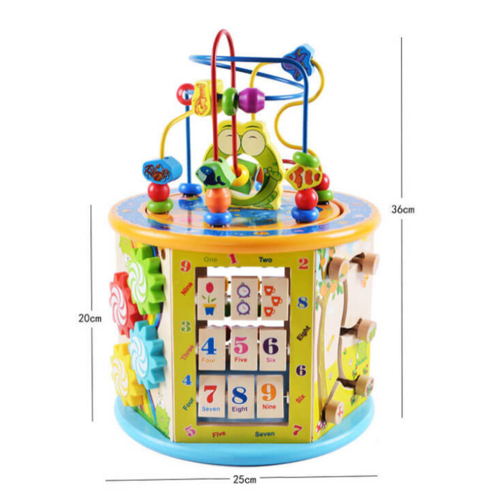 קוביית פעילות מעץ לקטנטנים