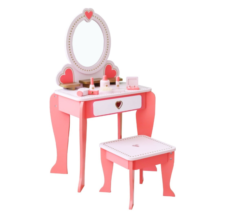 שידת איפור מעץ לילדים עם אביזרים - אפריל