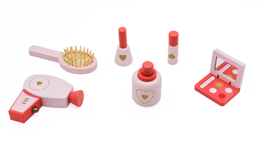 שידת איפור מעץ לילדים עם אביזרים - אפריל