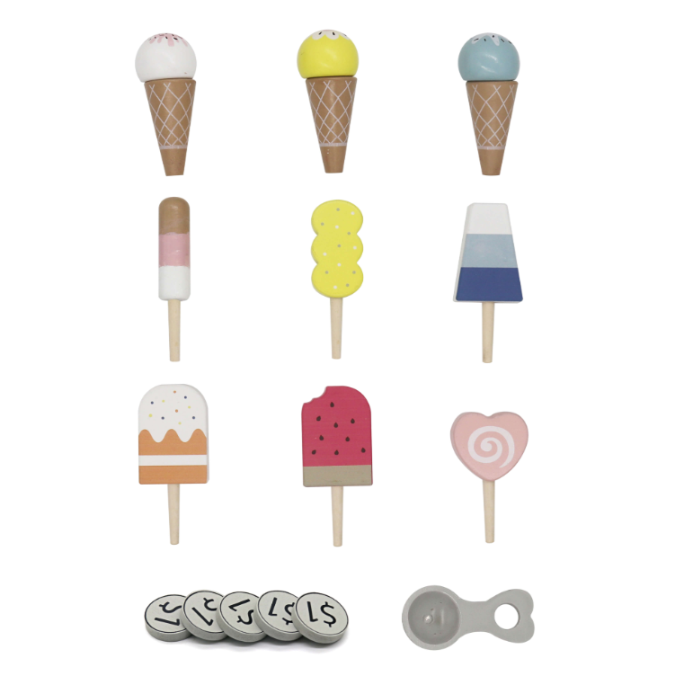 עגלת גלידה מעוצבת מעץ בצבע לבן