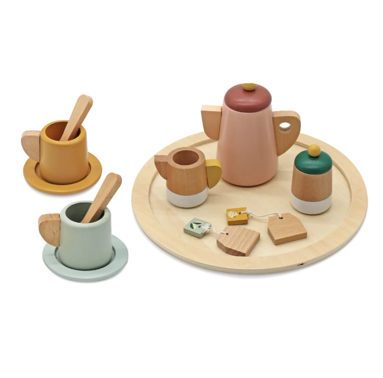 סט מסיבת תה מעץ לילדים – ערכת אירוח מלאה לילדים