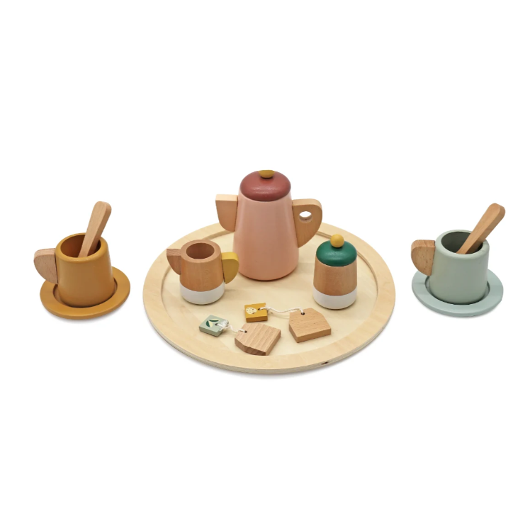 סט מסיבת תה מעץ לילדים – ערכת אירוח מלאה לילדים