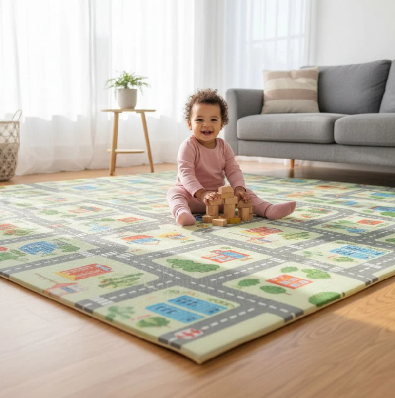 משטח פעילות ענק דו-צדדי לתינוקות עם תיק נשיאה