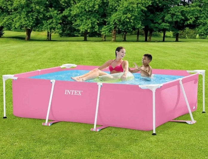 בריכת עמודים מלבנית למשפחה מבית INTEX  בצבע ורוד