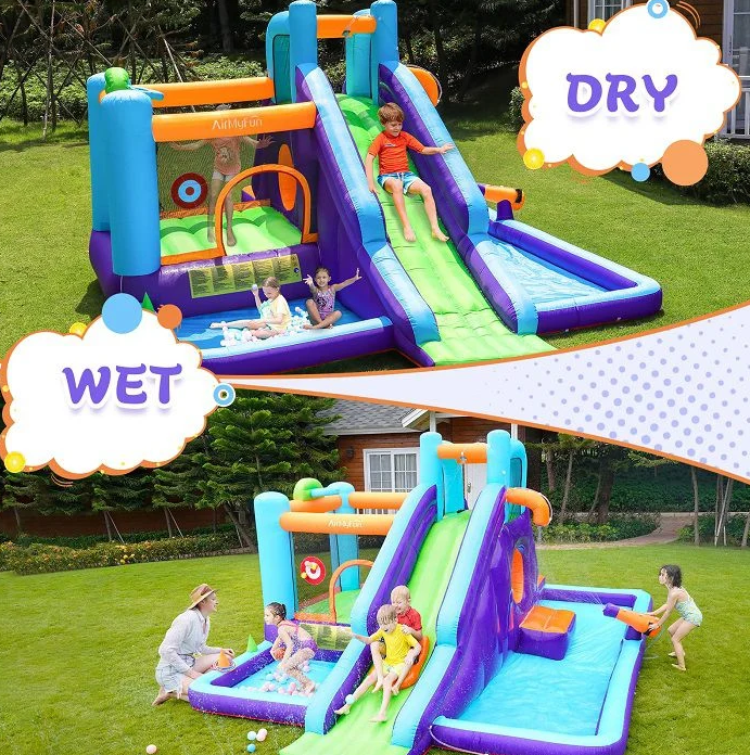 מתנפח מים עם מגלשה, טרמפולינה ומנהרת זחילה מבית Air My Fun