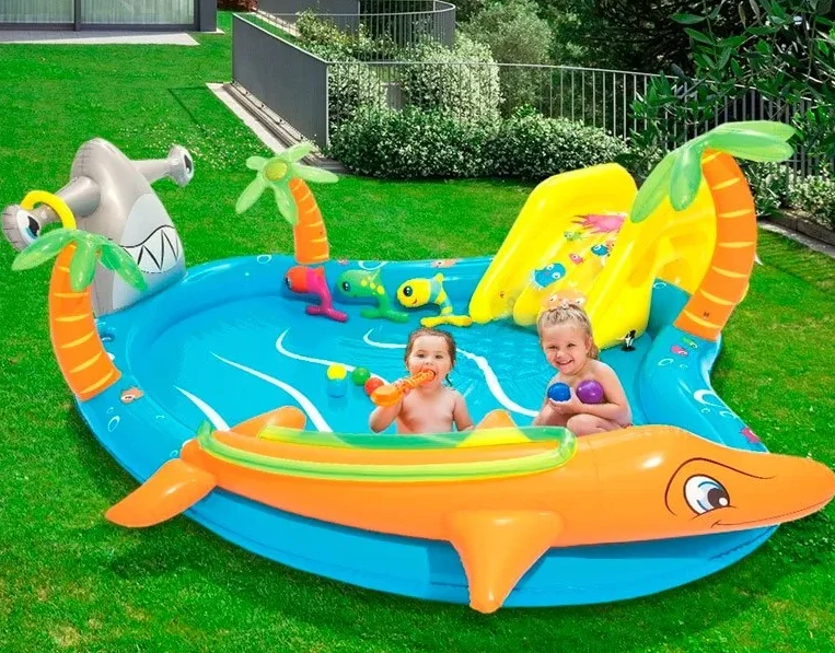 בריכת פעילות מתנפחת עם מגלשה - דגם "דולפין כריש" מבית BESTWAY