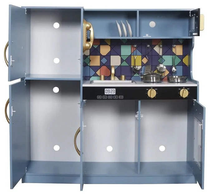 מטבח עץ גדול בצבע כחול - דגם טופז