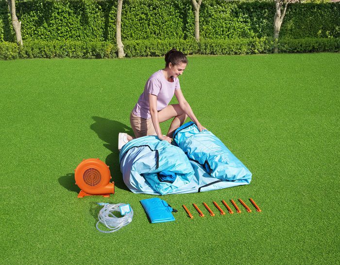 פארק מים מתנפח H2OGO עם מגלשה, קיר טיפוס ודלי מים מתהפך - BESTWAY